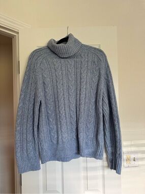 Abercrombie Light Blue Cable Knit Turtleneck Sweater - Men